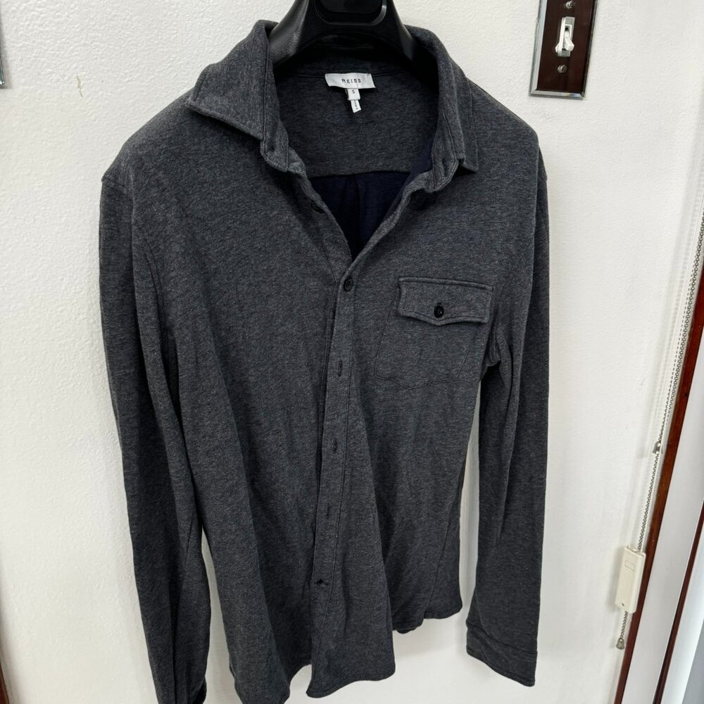 REISS GRAY Stretchy Mens Buttondown Shirt sz. SM